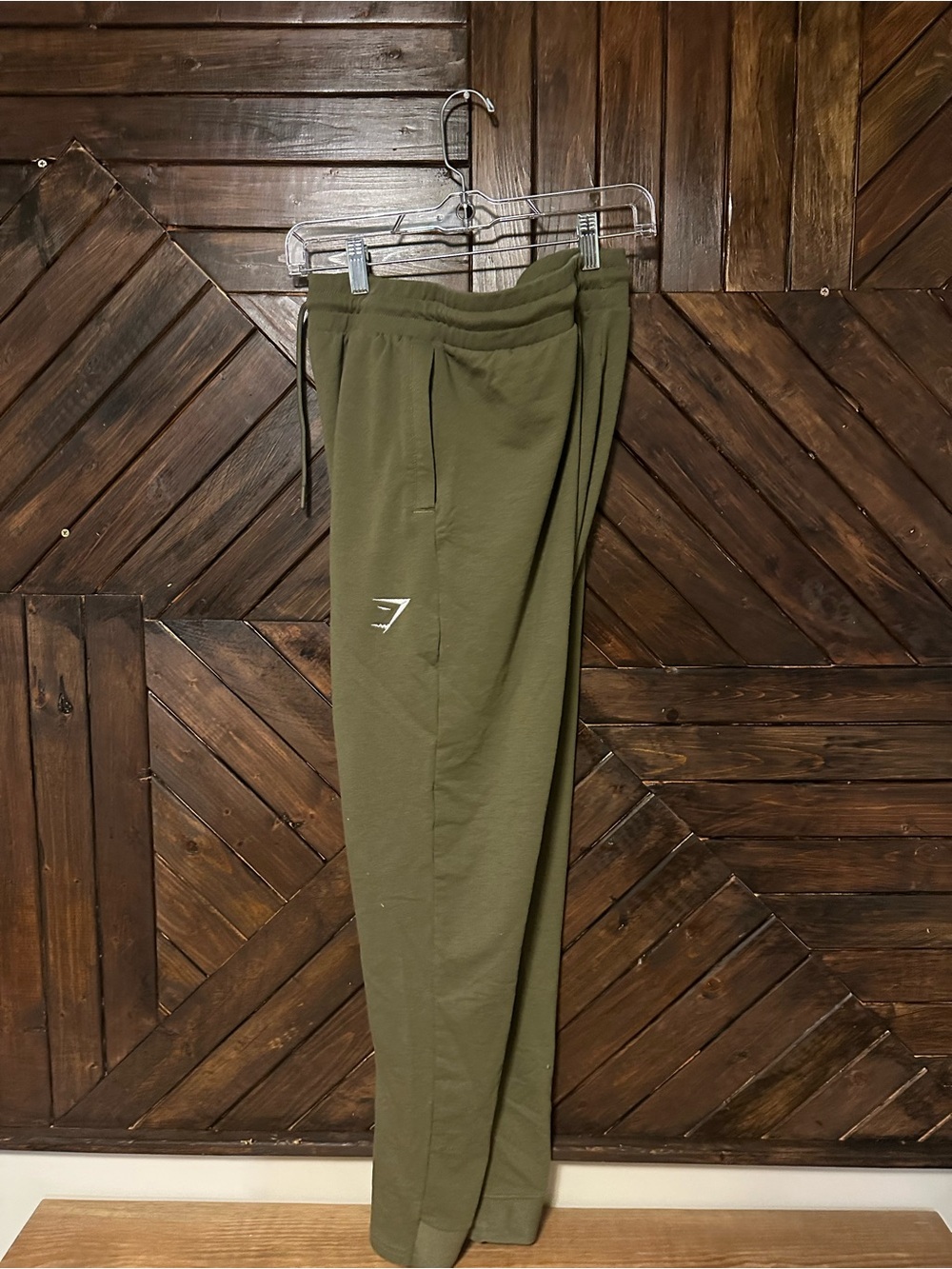 Gymshark Olive Green Men's Joggers with White Logo